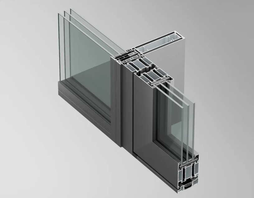 W72 aluminum window system profile with thermal break insulation