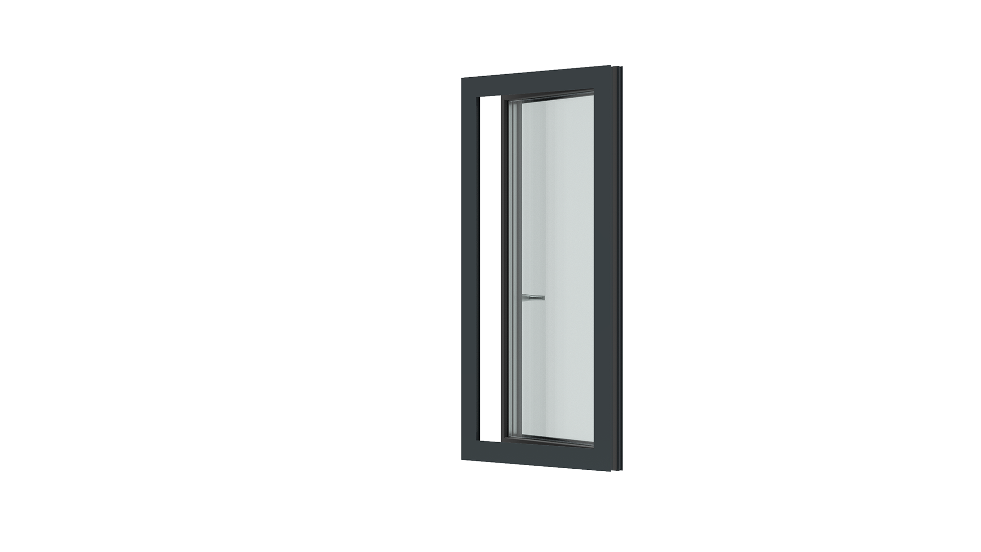 Casement aluminum window system with slim profile and thermal break